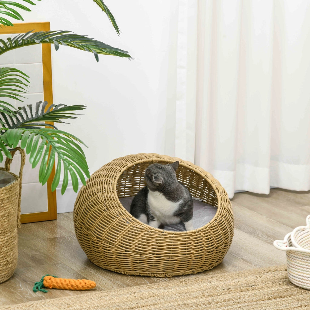 Cuccia per Gatto in Rattan Sintetico ¨C Zephmum ¨C Marrone 50x31 cm