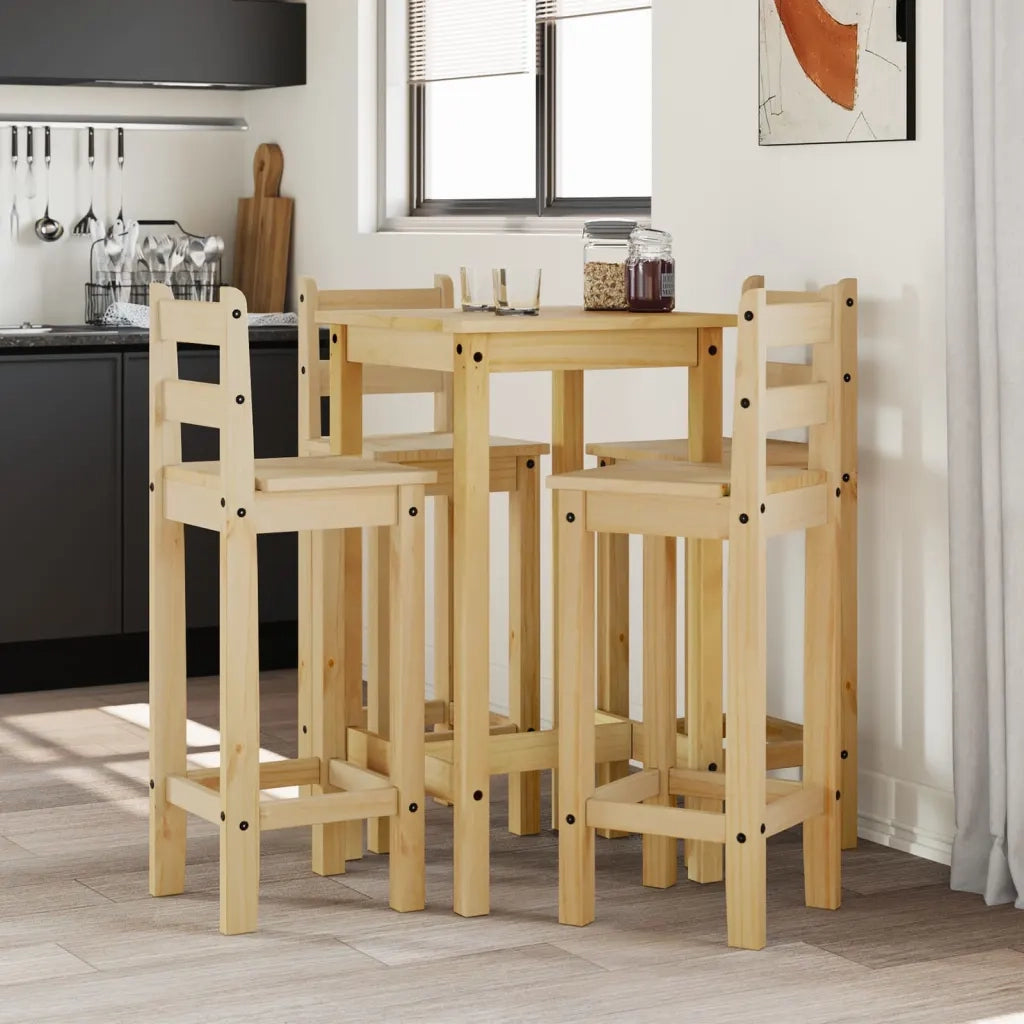 Set da Bar 5 pz in Legno Massello di Pino