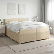 Letto box spring con materasso Crema 200 x 200 cm Tessuto 3451550