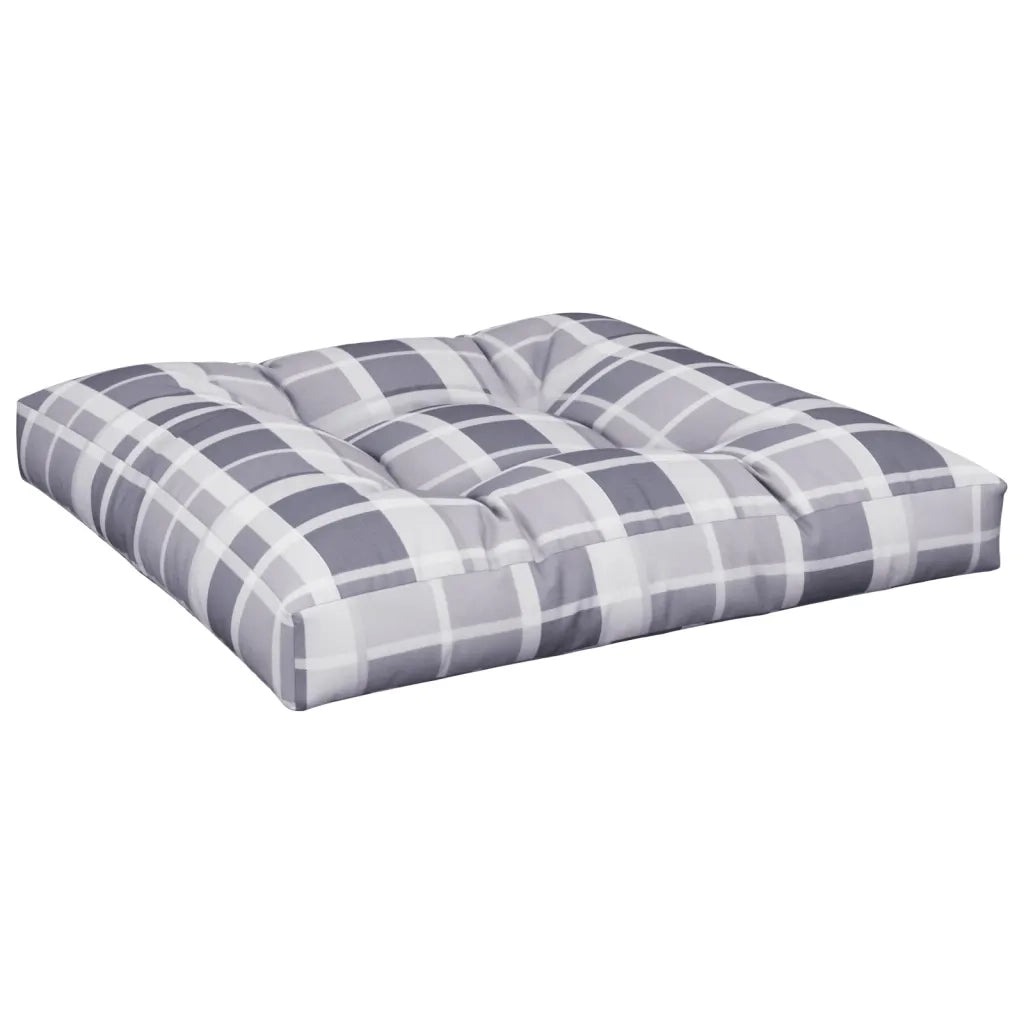 Cuscini per Pallet 2 pz Grigi a Quadri in Tessuto 360725