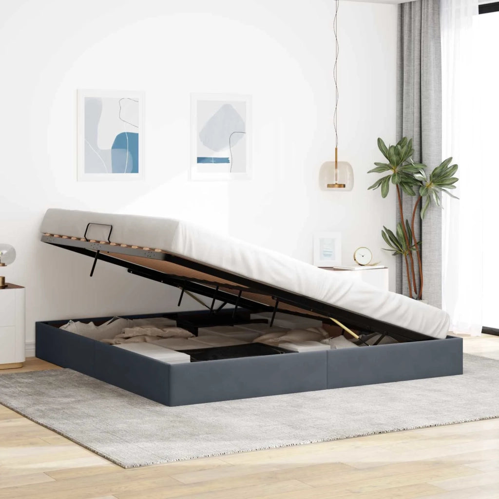 Letto ottomano Grigio Scuro 200 x 200 cm Velluto