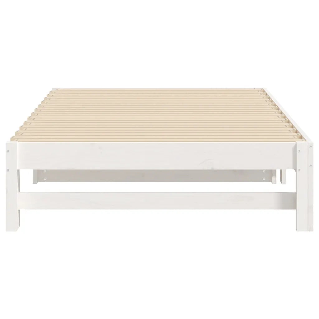 Dormeuse Estraibile Bianca 2x(100x200)cm Legno Massello di Pino 823400