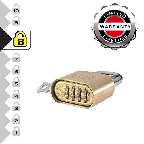 Master Lock 175EURDLH Lucchetto a Combinazione in Zinco Massiccio con Archetto in Acciaio Temprato 58 mm Colore Oro