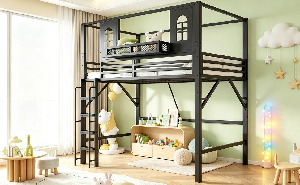 letto a castello metallo nero 90 x 200 cm