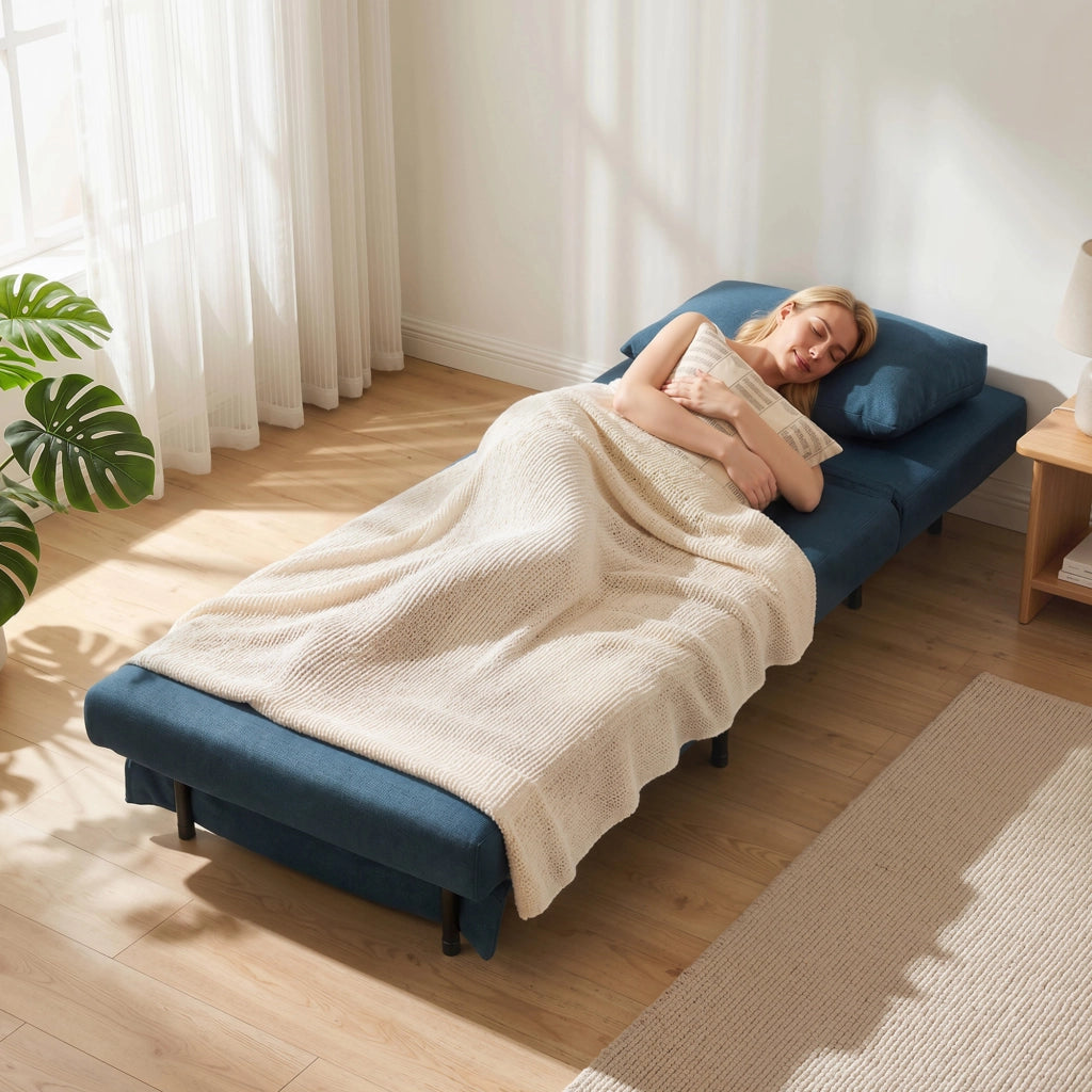 Poltrona letto clic-clac 1 posto ¨C Xylo ¨C Blu con schienale regolabile e cuscino