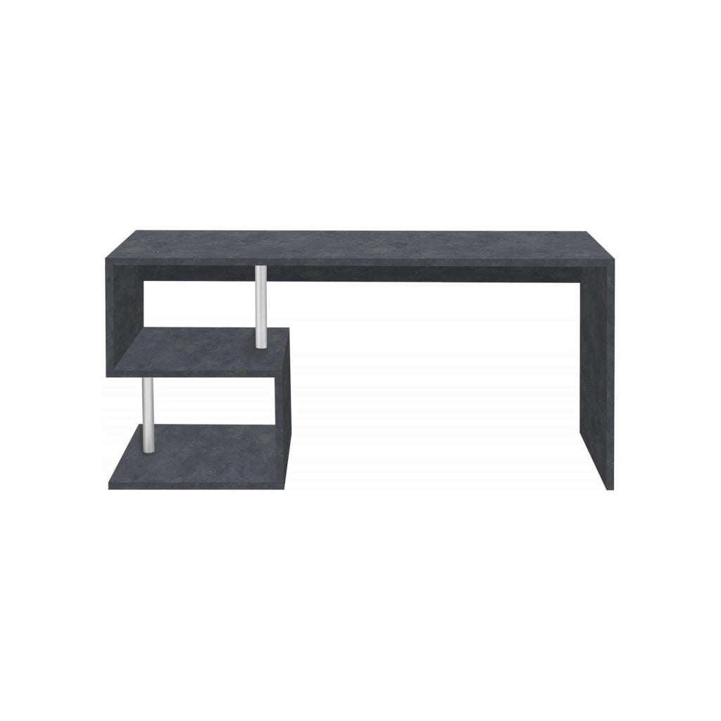 Poseidone, Scrivania 2 Ripiani Made in Italy, 180x60x78h cm Grigio Ardesia