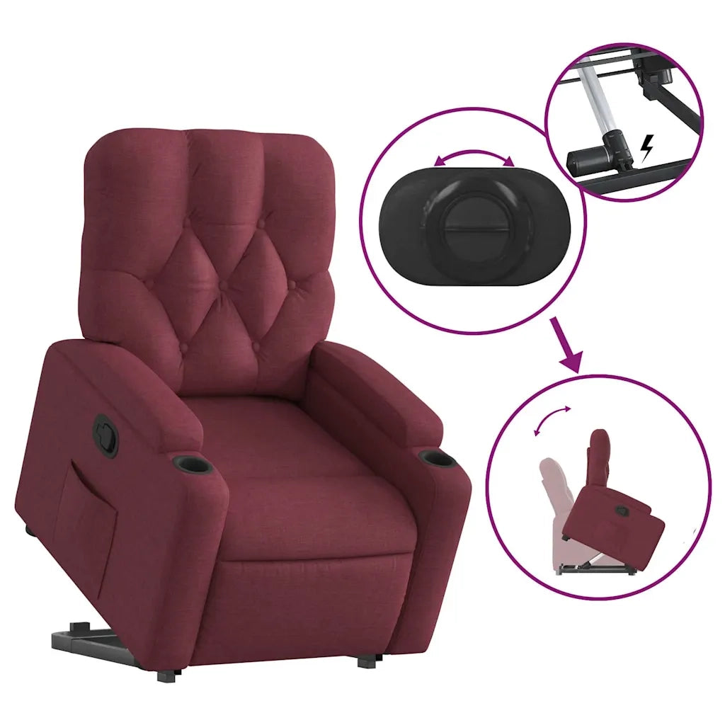 Poltrona | Sedia Relax Alzapersona Reclinabile Rosso Vino in Tessuto