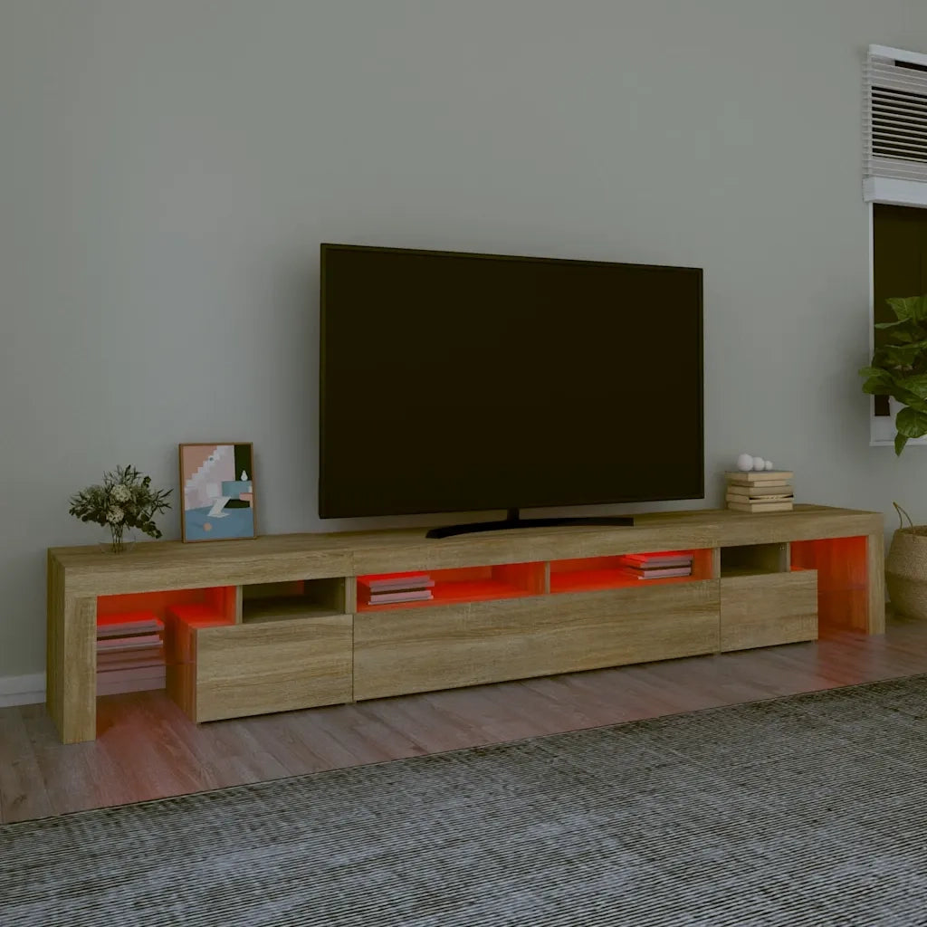 Mobile Porta TV con Luci LED-Credenza per TV Rovere Sonoma 260x36,5x40 cm