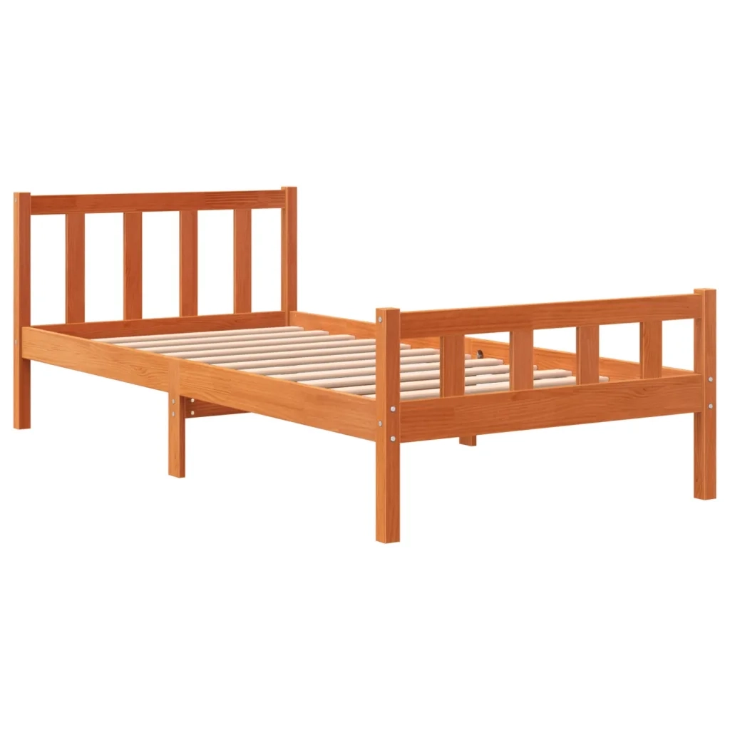 Letto senza Materasso Marrone Cera 75x190 cm in Legno di Pino