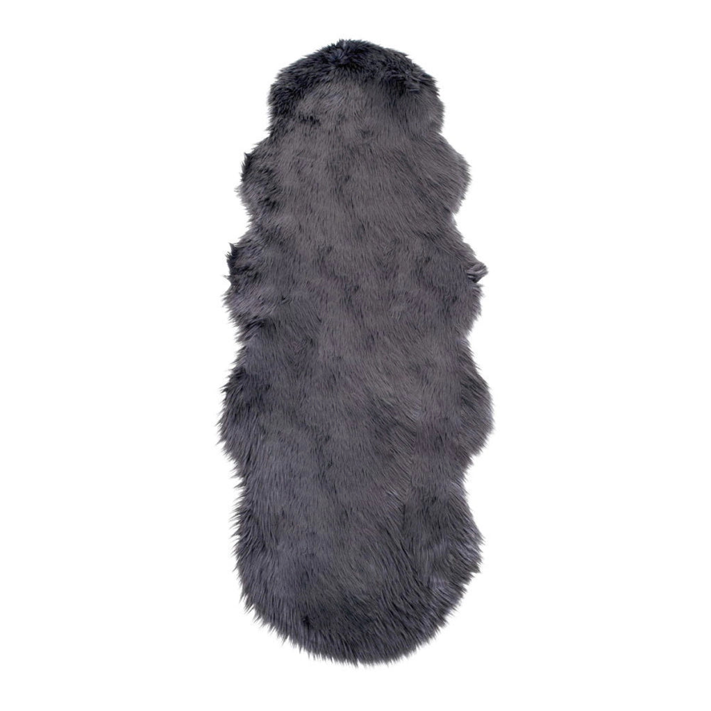 Tappeto Asimmetrico Lambskin, Grigio, Poliestere, 180x60x6,5 cm