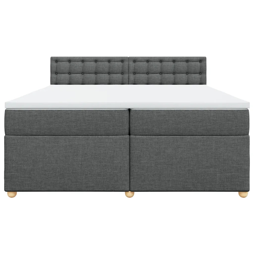 Giroletto a Molle con Materasso Grigio Scuro 200x200 cm Tessuto