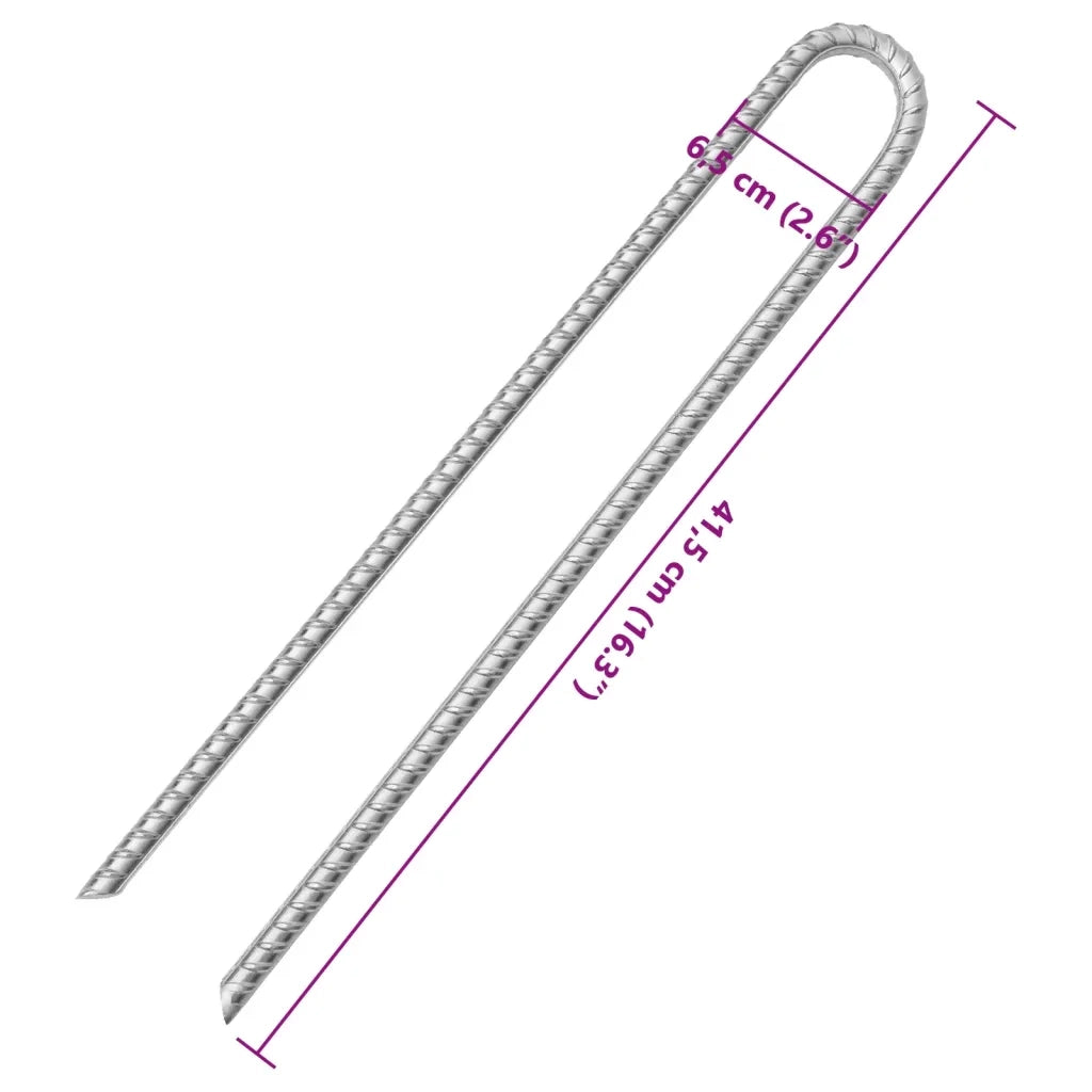 Picchetti Tenda 6pz a Forma di U 41,5 cm Ã˜12 mm Acciaio Zincato