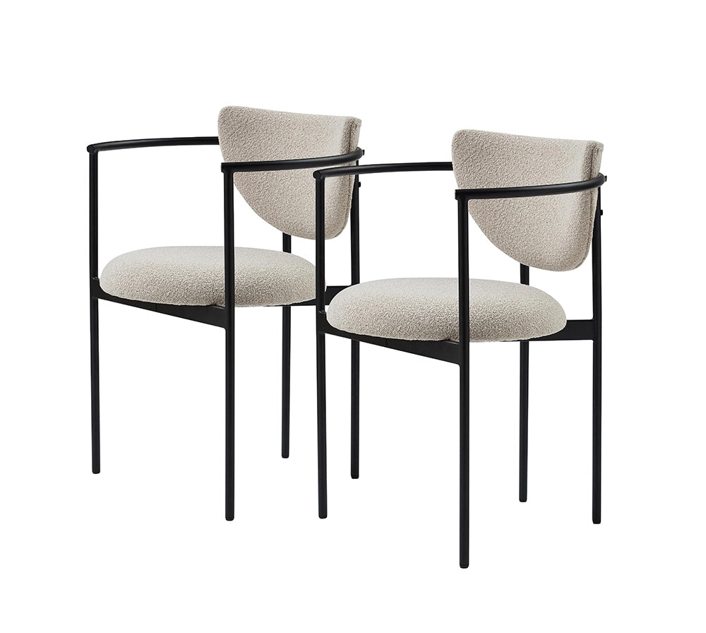 Sedia da pranzo Lunar con braccioli - Xylo - 54x47x76 cm - Kaki - Struttura in metallo nero, confort ergonomico