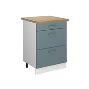 Vicco Mobiletto base per cucina Grigio-blu 60 cm con cassetti, PL Rovere