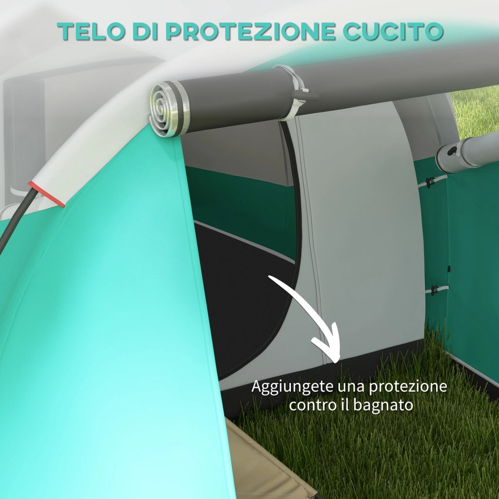 Tenda da Campeggio-Tenda per Escursionismo  3 Posti Impermeabile a Tunnel con Borsa di Trasporto, 460x260x190 cm, Verde