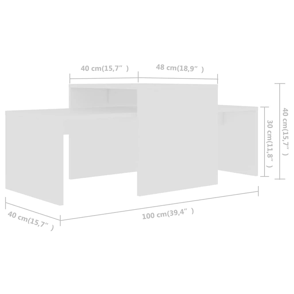 Set di tavolini da caffè 100 x 48 x 40 cm in legno ingegnerizzato bianco 02_0042124