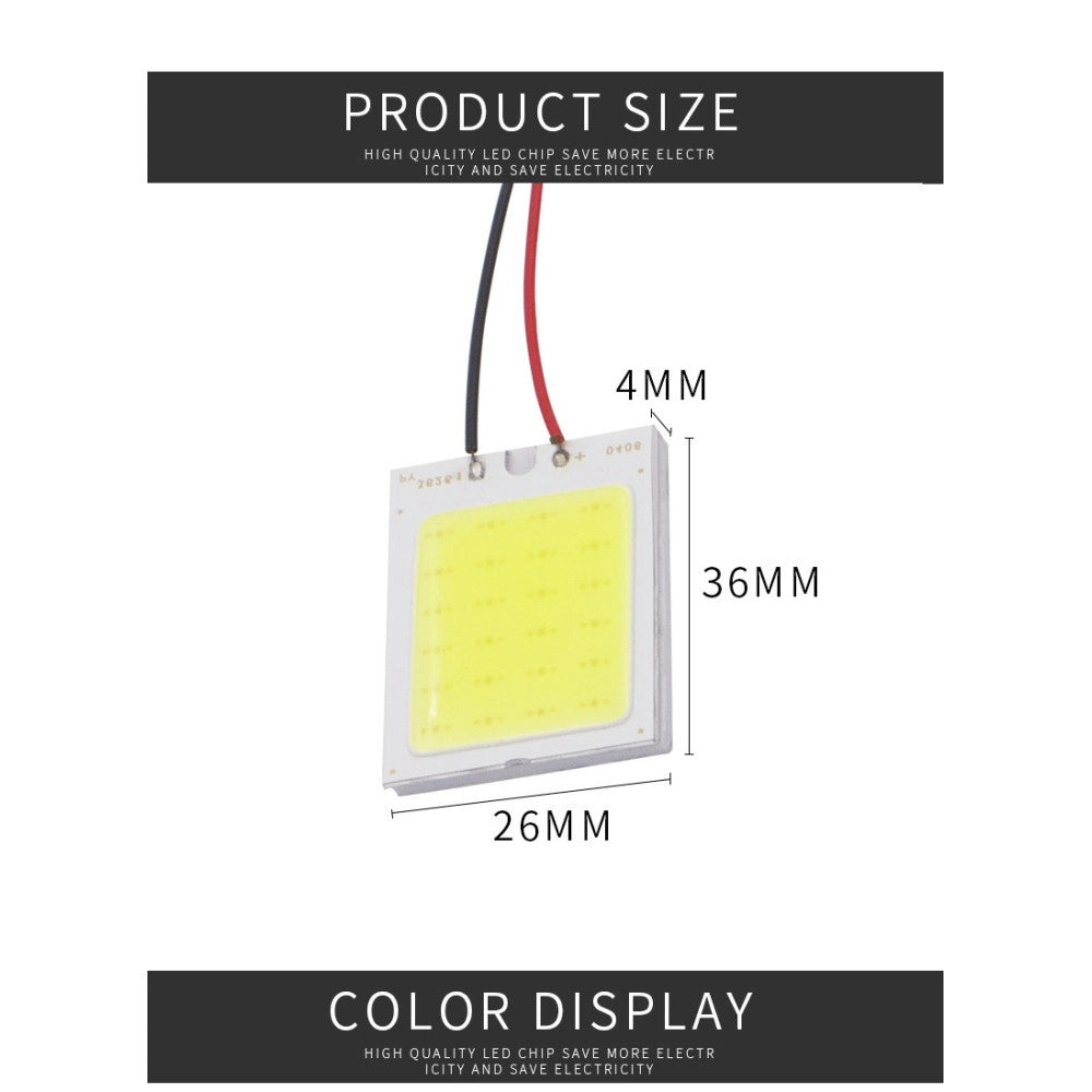 Trade Shop - Pannello Led Cob Chip Luce Cortesia Interno Auto Adattatore T10 -