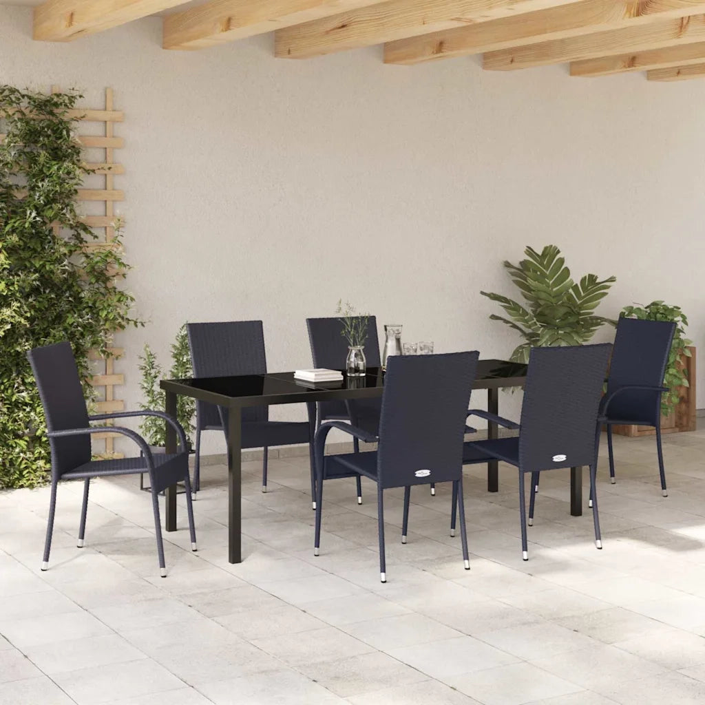 Set da Pranzo per Giardino 7 pcs Nero 3379406