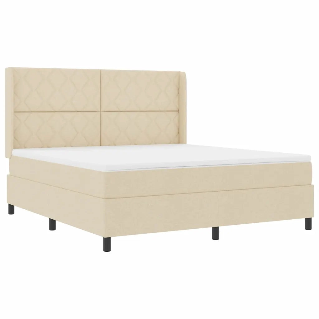 Letto a molle con materasso Crema 180 x 200 cm Tessuto 3343586