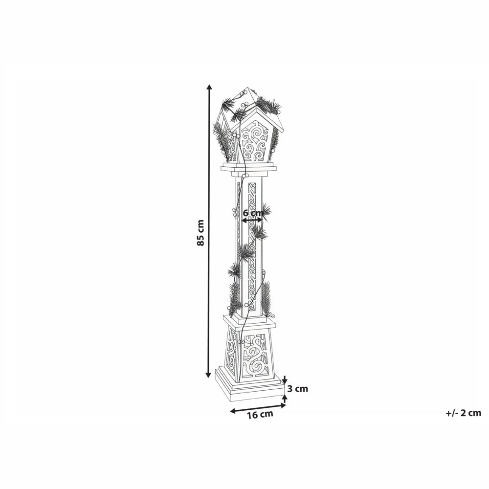Decorazione natalizia Abete bianco Legno Lanterna luminosa LED Statuetta Artigianale Tradizionale