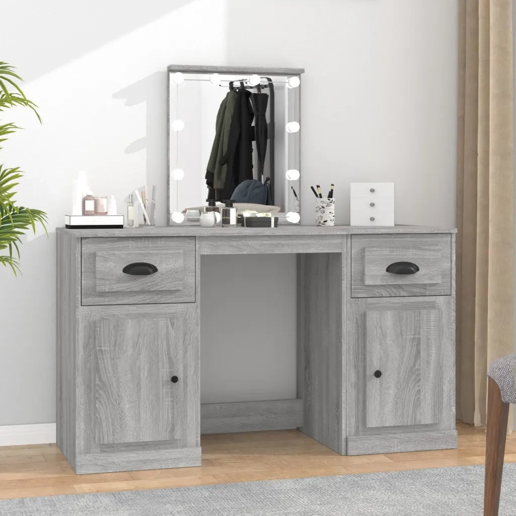 Toeletta | Tavolo da Trucco con LED Grigio Sonoma 130x50x132,5 cm