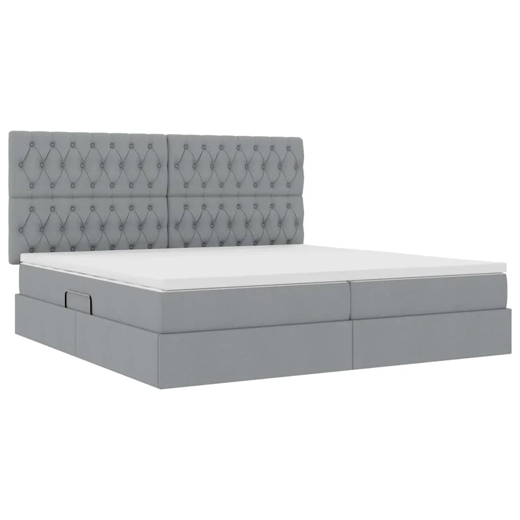 Letto con contenitore e LED con led Grigio chiaro 200 x 200 cm