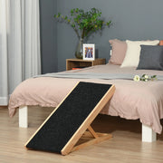 Rampa per animali pieghevole e regolabile in altezza con superficie antiscivolo in legno di pino nero 90 × 40 × 61 cm
