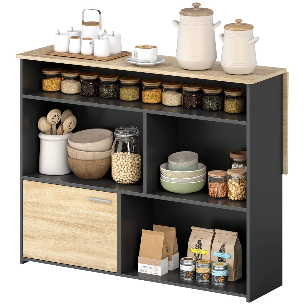 Tavolo da cucina allungabile con ripiano e scomparti ¨C Zephmum ¨C Nero 116x79.6x90.5cm