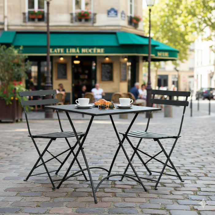 Tavolino Quadrato Pieghevole 70x70 cm in Ferro Vorghini Stresa Nero