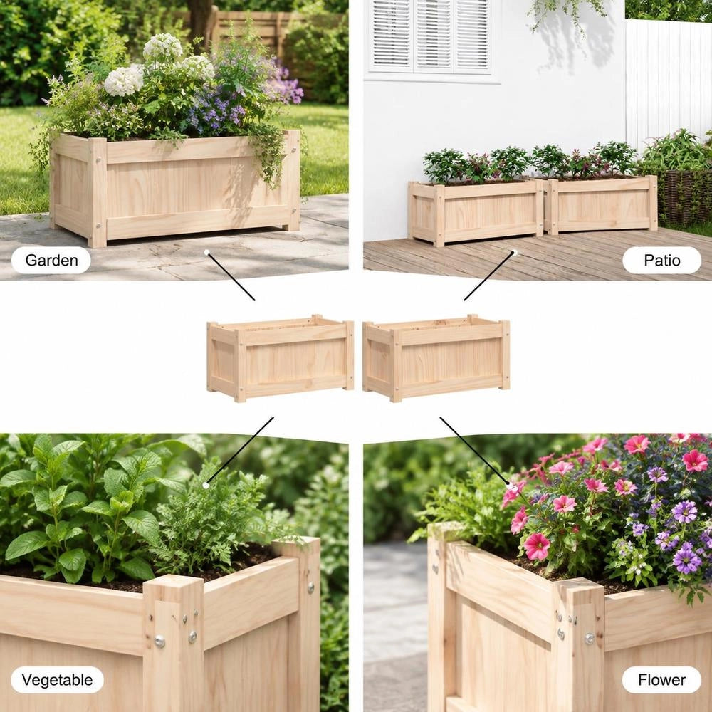 Plant Pots 2 Pcs. Solid Pine Wood
