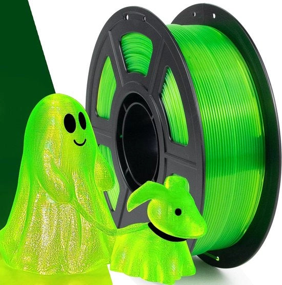 Filamento PETG 1,75 mm per Stampante 3D FDM - 1 kg - 1,75 mm di diametro - Verde Fluorescente Translucido