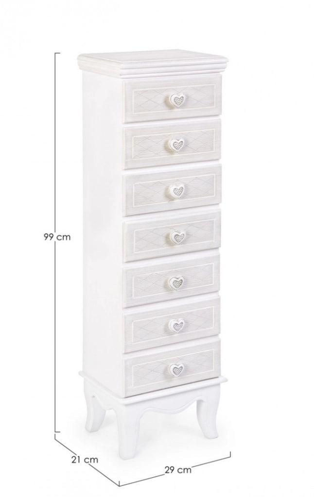 Cassettiera MDF Impiallacciato Bianca Stile Rustico da Interno - ADELINE