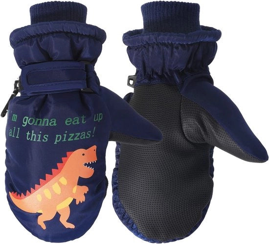 Maniglie per sci per bambini, guanti per sci, guanti per bambini e bambine, calzettoni caldi per inverno, impermeabili e respiranti, adatti anche per bicicletta, disponibili in misure per bambini e bambine, blu marino (L).