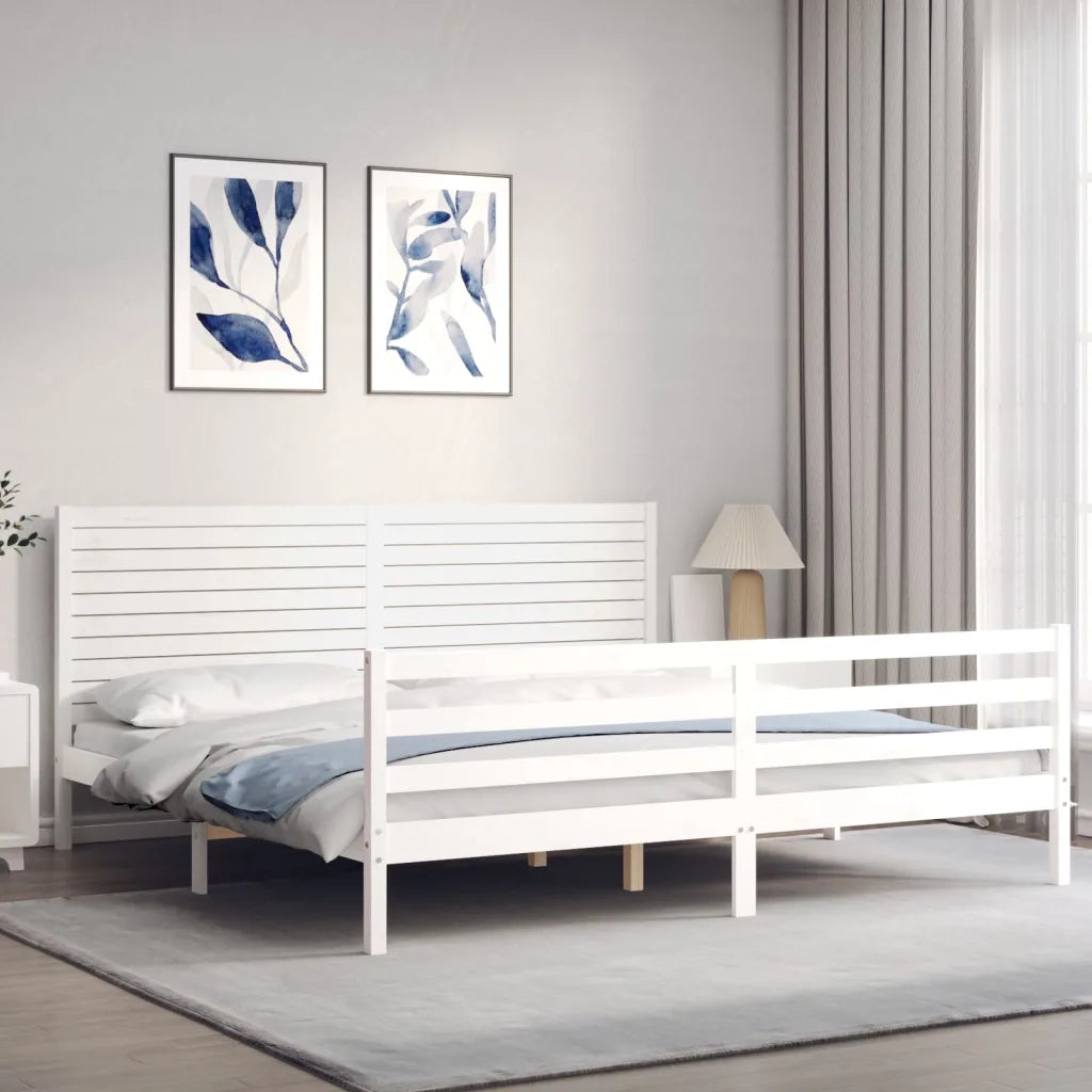 Giroletto con Testiera Bianco 200x200 cm in Legno Massellocod mxl 124970