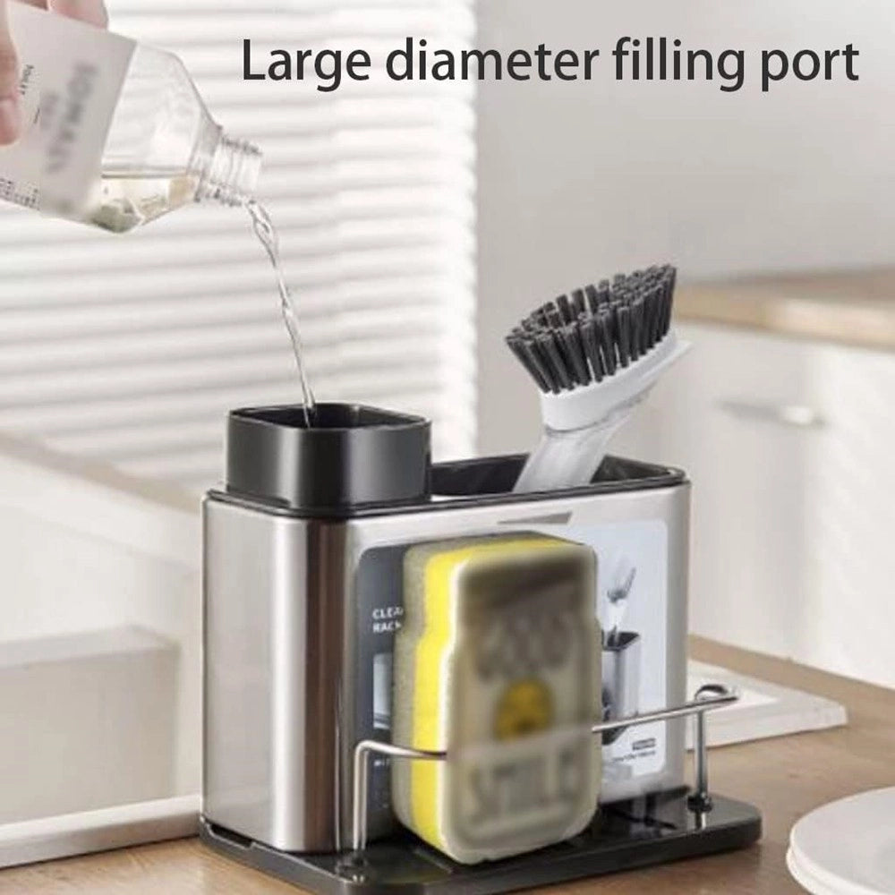 Trade Shop - Dispenser Di Sapone Cucina Da Appoggio Manuale In Acciaio Contenitore Da 400 Ml -