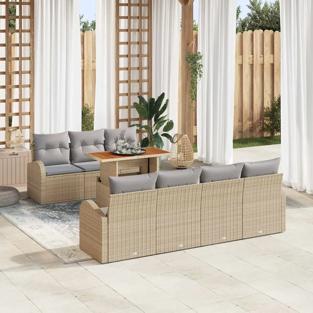 Set Divano da Giardino con cuscino 8 pcs beige e grigio chiaro 3349545