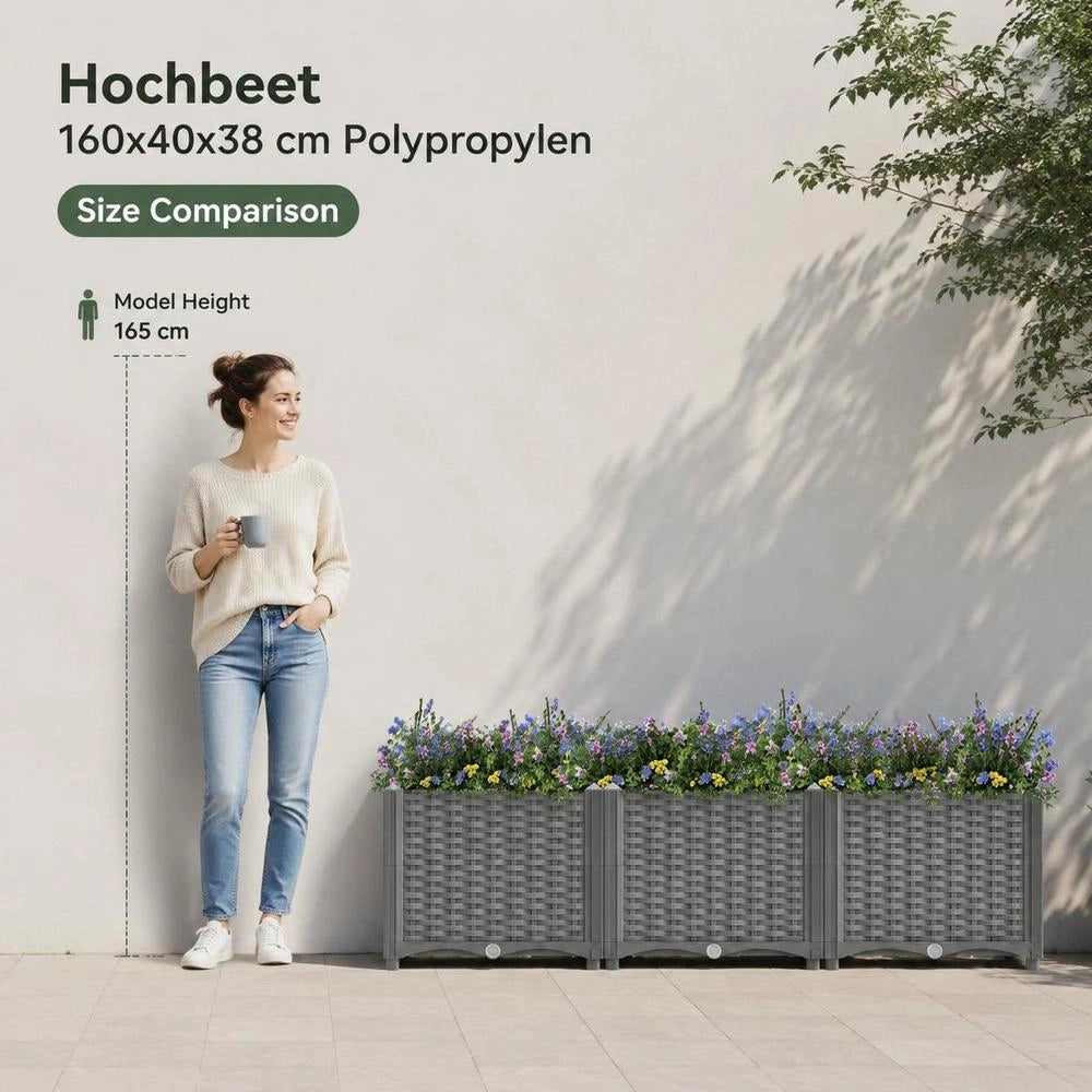 Raised Bed 160x40x38 Cm Polypropylene