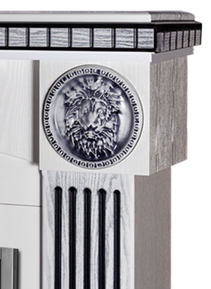 Camino Elettrico da Pavimento 105x120x33 cm Effetto Fiamma 2000W Prometeo & Galileo Gold Bianco/nero