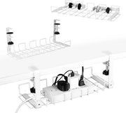 Set di gestione cavi da 2 - 40 cm organizzatore di cavi con morsetta per il controllo dei cavi - manubrio di metallo per la gestione dei cavi per uffici, studi e cucine (bianco) Organizzatore di cavi