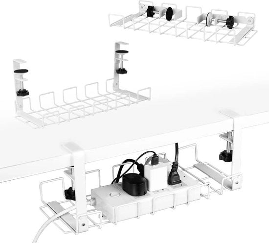 Set di gestione cavi da 2 - 40 cm organizzatore di cavi con morsetta per il controllo dei cavi - manubrio di metallo per la gestione dei cavi per uffici, studi e cucine (bianco) Organizzatore di cavi