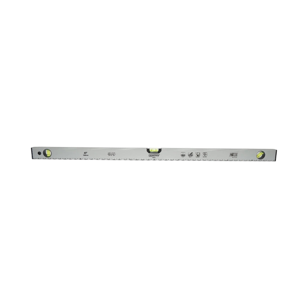 Nivella magnetica in alluminio, 1000mm, con 3 bolle di livello e righello graduato 0-100cm, Crownman