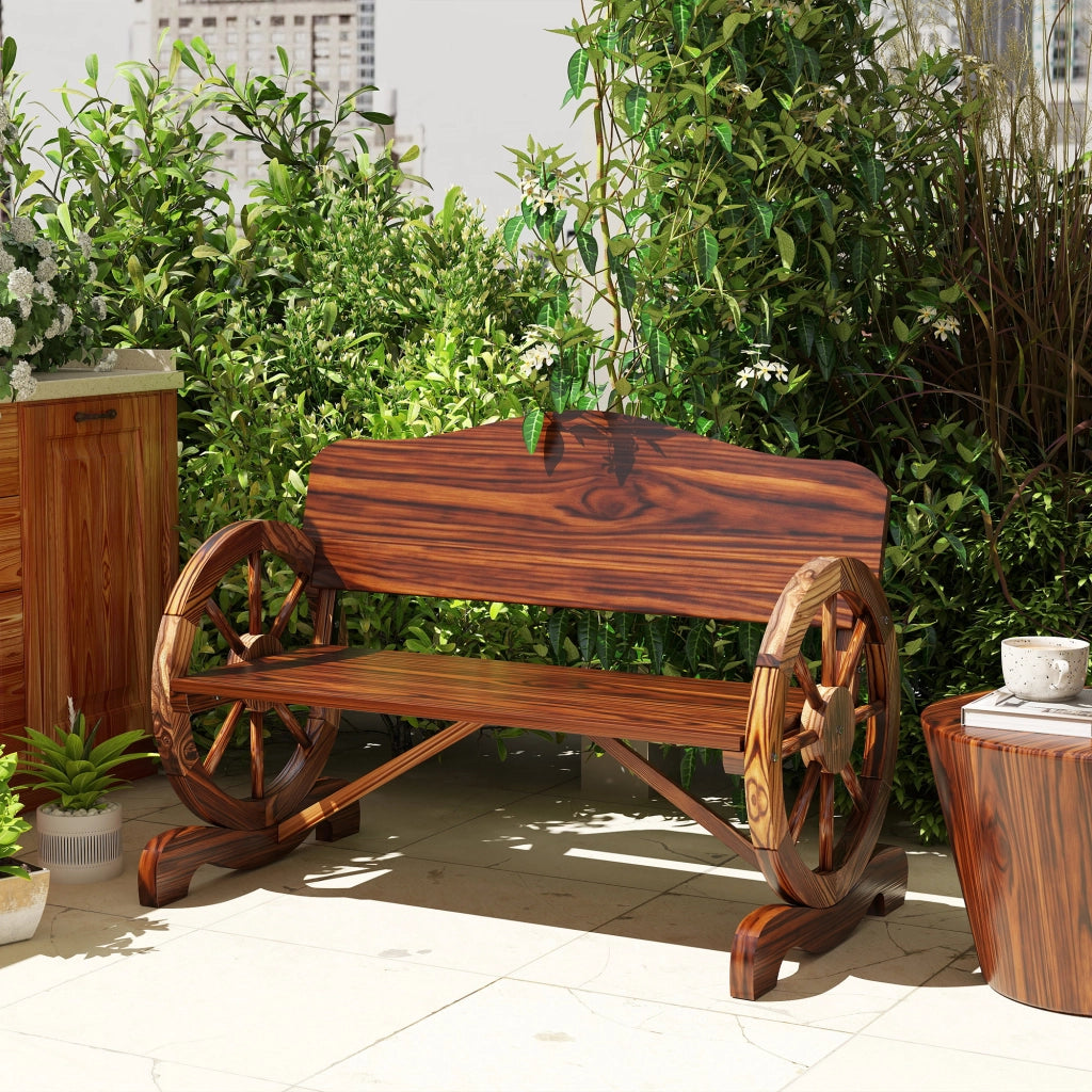 Panchina da Giardino 2 Posti con Braccioli Rotanti ¨C zephmum ¨C Legno di Abete Marrone