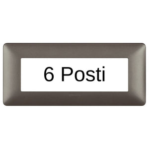 Bticino matix placca 6 posti tecnopolimero colorata am4806 *** colore iron grigio scuro, confezione 1