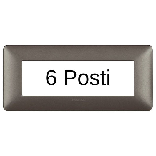 Bticino matix placca 6 posti tecnopolimero colorata am4806 *** colore iron grigio scuro, confezione 1