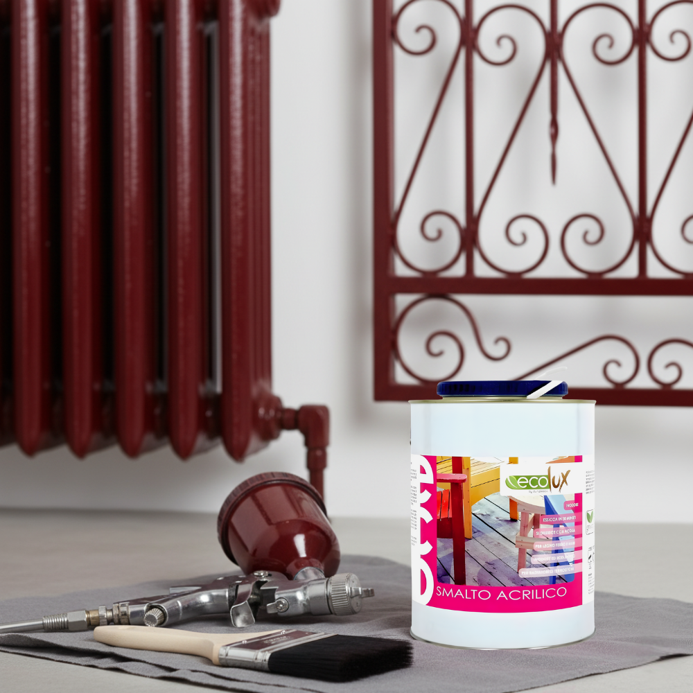 Ecolux smalto satinato acrilico ecologico per legno e metallo *** formato 2.5 lt, colore- rosso ossido, confezione 1
