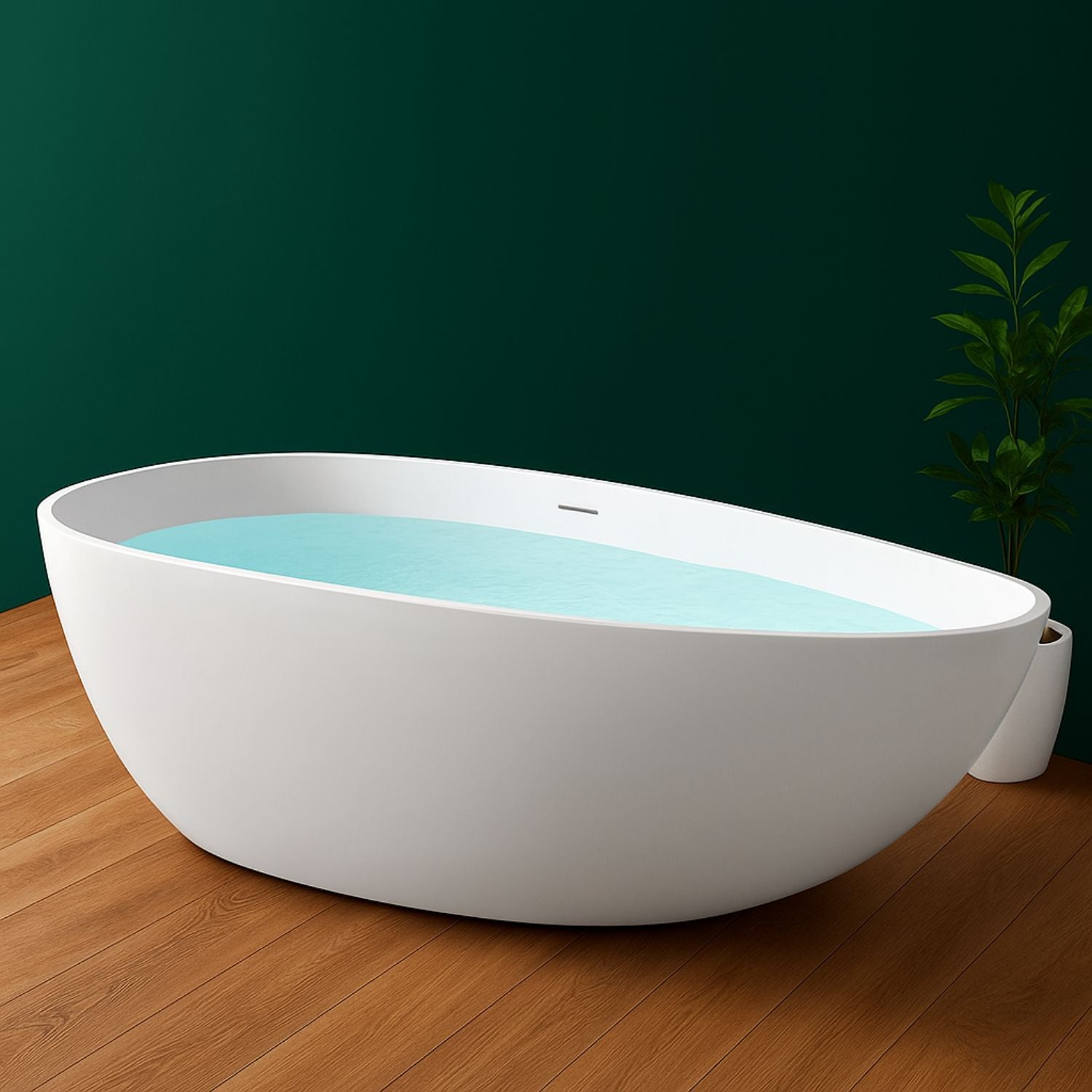 Vasca da bagno free standing lisa artificial stone bianco opaco matt *** misure l150x76x54 cm, confezione 1