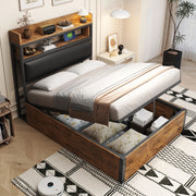 Letto singolo 90x200 cm con contenitore idraulico, USB e testiera imbottita nero