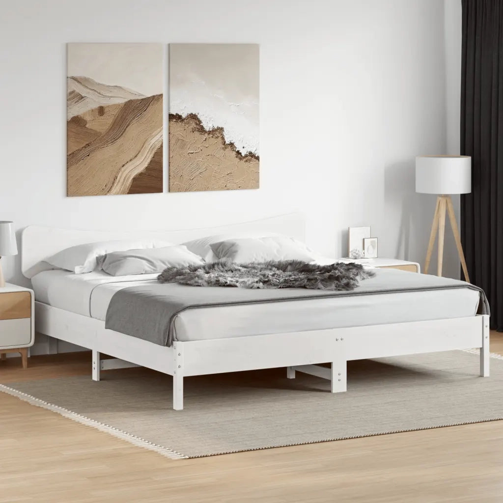 Testiera-Testata-Testiera Decorativa Bianca 180 cm in Legno Massello di Pino