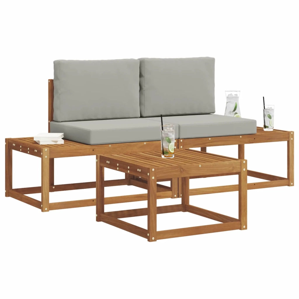 Set di divani da esterno con cuscino 3 pcs Naturale