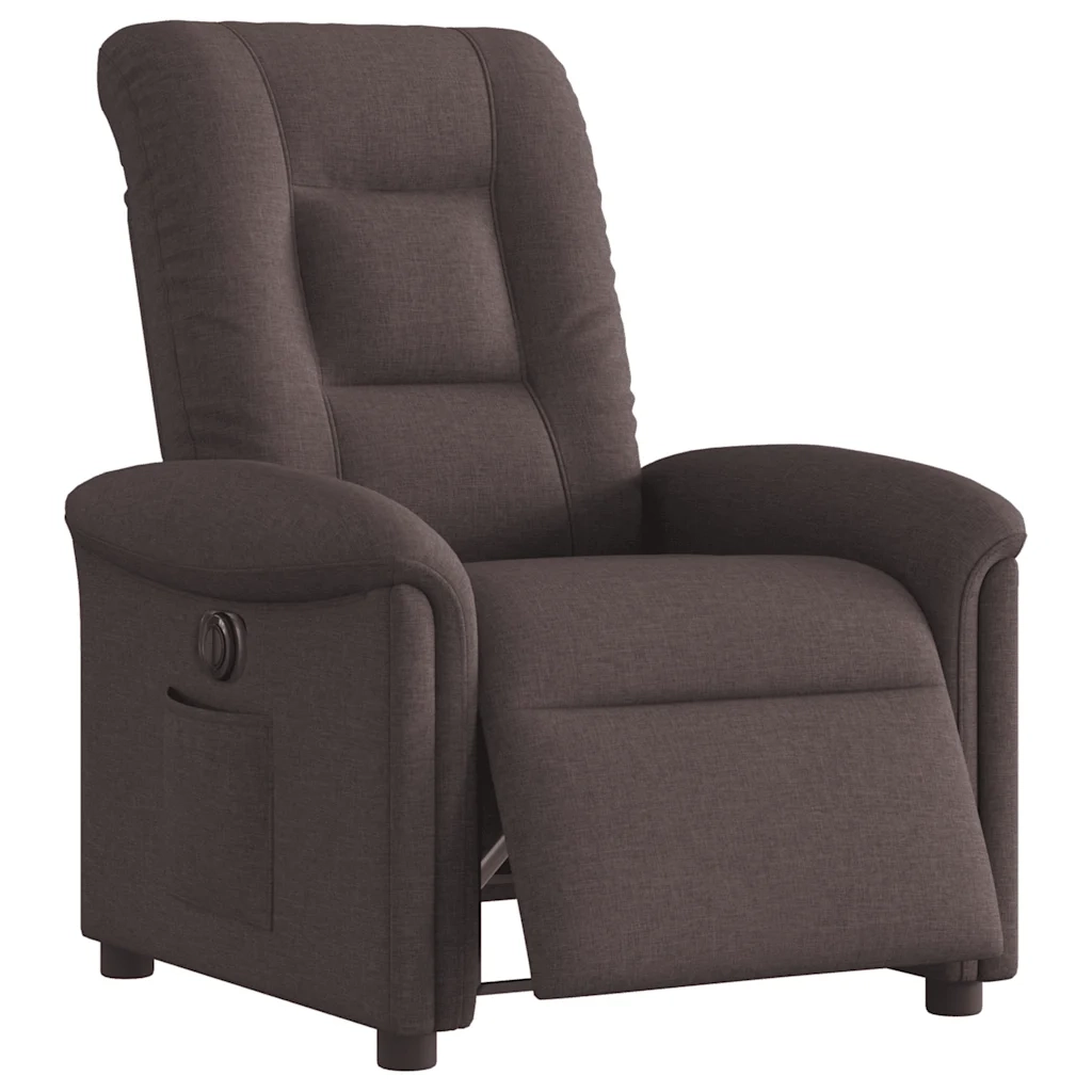 Poltrona | Sedia Relax Elettrica Reclinabile Marrone Scuro in Tessuto